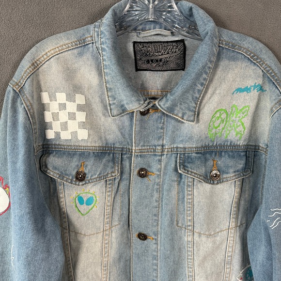 Brooklyn Cloth Mens Denim Jacket XL Blue Jean Trucker Savage‎ - Picture 3 of 16